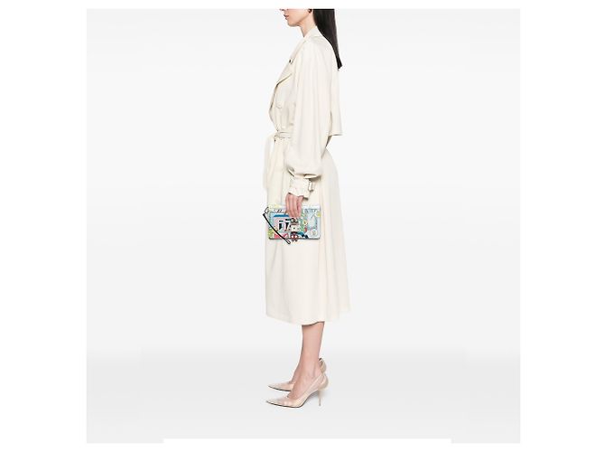 Prada Elektra Clutch aus weißem Leder mit Comic-Print und Nieten - Ansicht 6