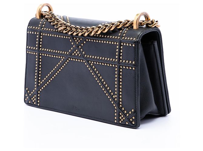 Dior Black Medium Studded Lambskin Diorama Flap Nero - vista 2