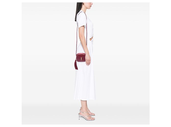 Borsa Blogger Monogram in pelle di vitello rossa Saint Laurent Rosso Bordò - vista 6