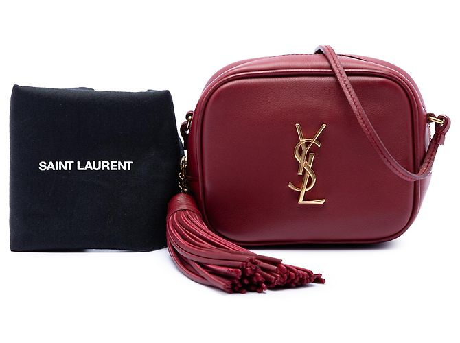 Borsa Blogger Monogram in pelle di vitello rossa Saint Laurent Rosso Bordò - vista 7