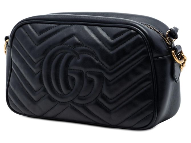 Gucci Black Small GG Marmont Matelasse in pelle di vitello a tracolla Nero - vista 2