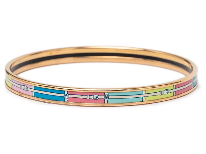 Bracciale rigido in smalto stampato extra stretto Gold Hermès D'oro - vista 3