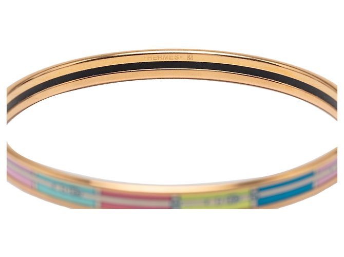 Bracciale rigido in smalto stampato extra stretto Gold Hermès D'oro - vista 5