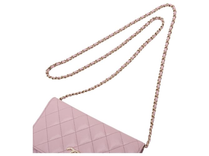 Chanel Pink CC gestepptes Caviar Wallet on Chain - Ansicht 10
