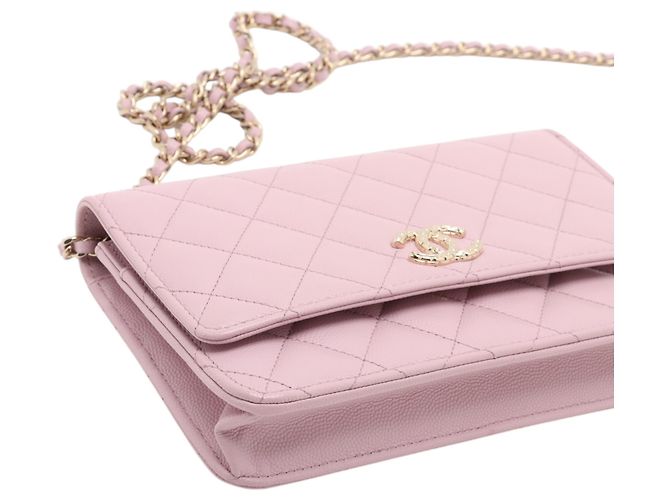 Chanel Pink CC gestepptes Caviar Wallet on Chain - Ansicht 8