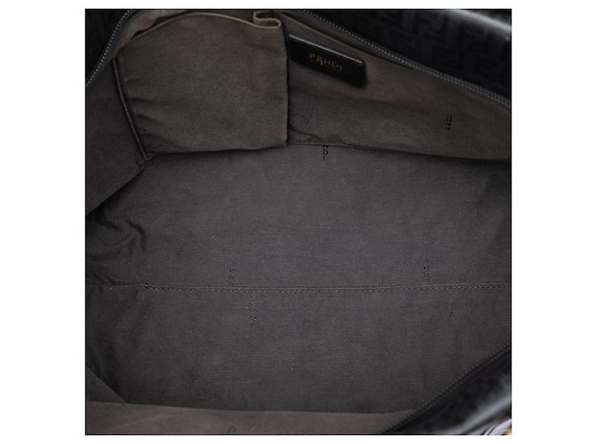 Fendi Superstar Tote aus grauem Zucchino beschichtetem Canvas Braun Anthrazitgrau - Ansicht 4