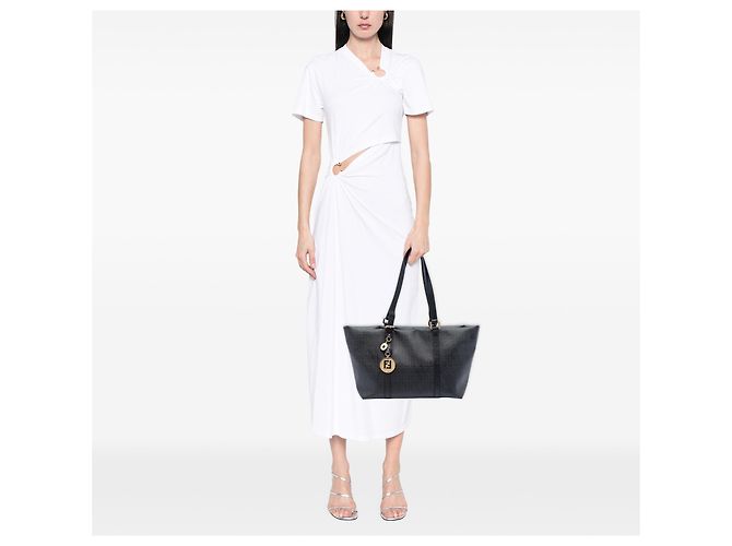 Fendi Superstar Tote aus grauem Zucchino beschichtetem Canvas Braun Anthrazitgrau - Ansicht 6