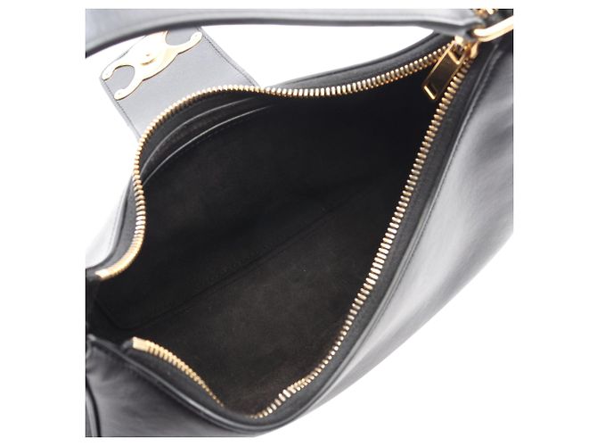 Céline Celine Triomphe Ava Schultertasche aus schwarzem Kalbsleder, Größe Medium - Ansicht 3