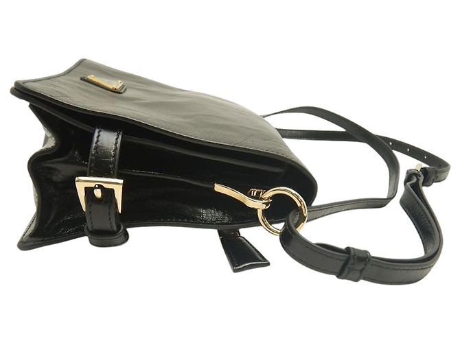 Borsa a tracolla Prada in pelle di vitello stropicciata nera Nero - vista 12
