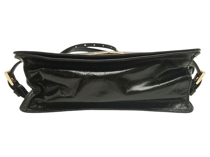 Borsa a tracolla Prada in pelle di vitello stropicciata nera Nero - vista 3