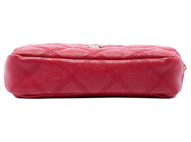 Saint Laurent Borsa a tracolla Becky Mini in agnello trapuntato rosso con doppia zip - vista 3
