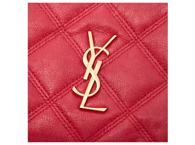 Saint Laurent Borsa a tracolla Becky Mini in agnello trapuntato rosso con doppia zip - vista 5