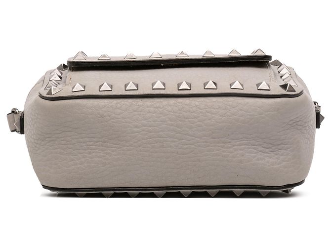 Borsa a tracolla Valentino Gray Pebbled Calfskin Rockstud Flap Pocket Camera Bag Marrone - vista 3