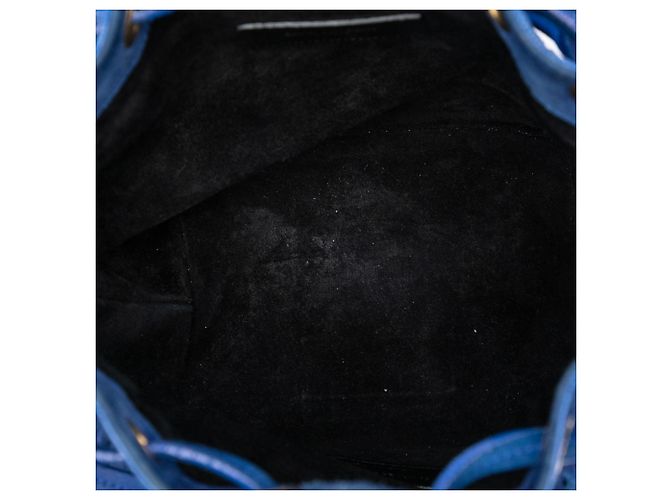 Borsa a secchiello Emmanuelle in scamosciato blu piccolo Saint Laurent - vista 4