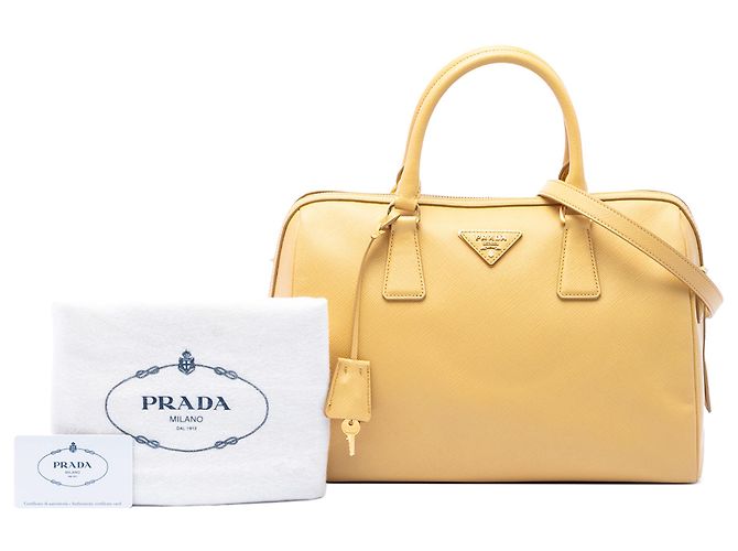 Borsa Boston Lux Saffiano gialla Prada Giallo - vista 7