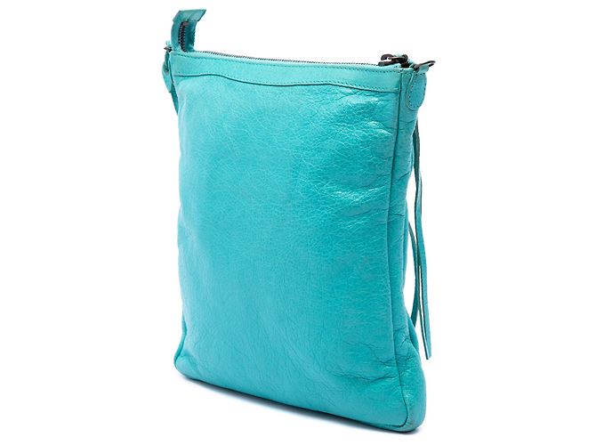 Borsa a tracolla Balenciaga Blue Lambskin Motocross Classic Flat Turchese - vista 2