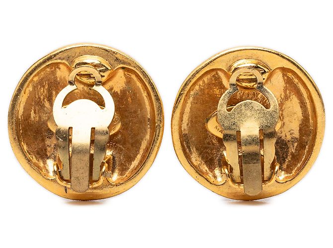 Orecchini Chanel Gold CC placcati oro tondi con clip D'oro - vista 2