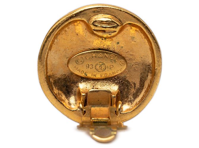 Orecchini Chanel Gold CC placcati oro tondi con clip D'oro - vista 3