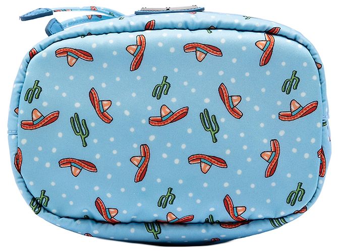 Saffiano Cappello Tessuto Blu Prada e Sacchetto con Corda in Cactus Blu chiaro - vista 3