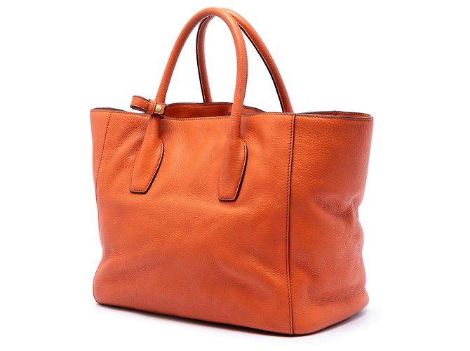 Prada Orange Vitello Daino Open Convertible Tote - view 2