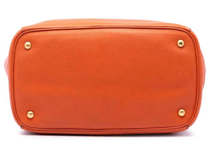 Prada Orange Vitello Daino Open Convertible Tote - view 3