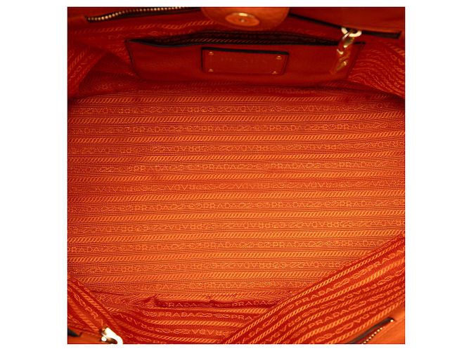 Prada Orange Vitello Daino Open Convertible Tote - view 4
