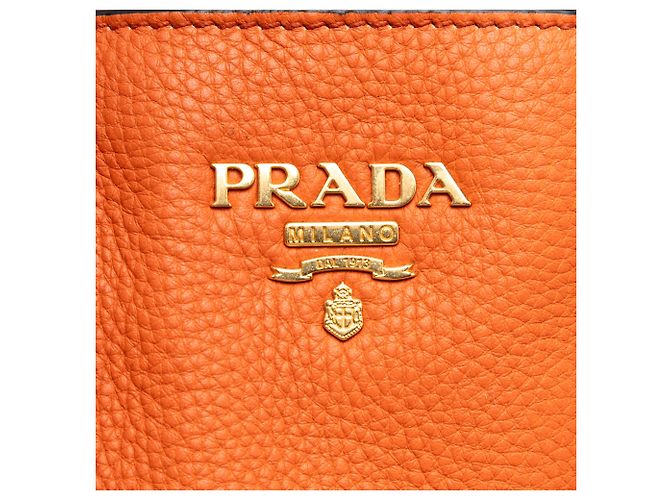 Prada Orange Vitello Daino Open Convertible Tote - view 5