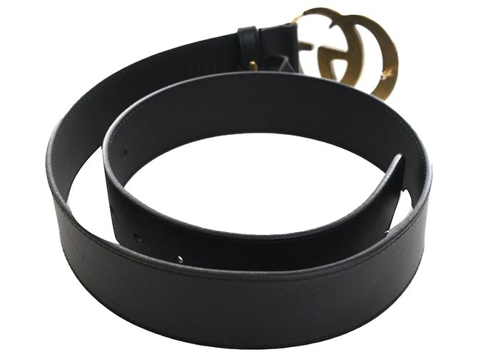 Breiter Gucci Black GG Marmont Kalbsleder Gürtel Schwarz - Ansicht 2