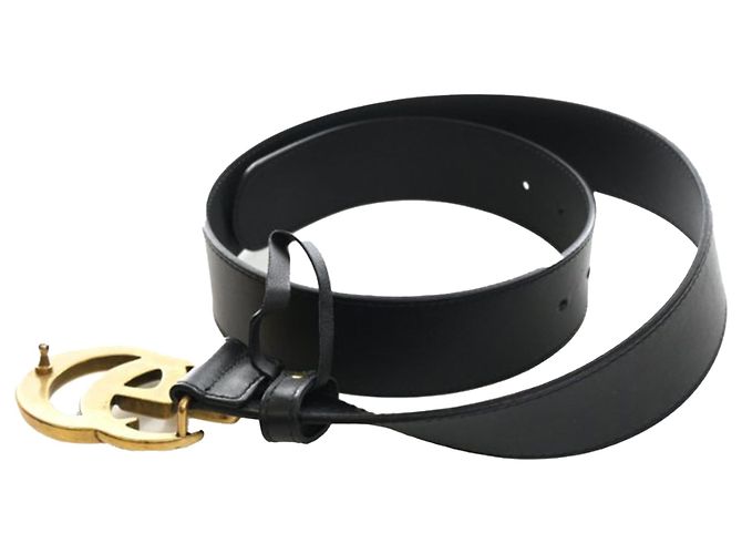 Breiter Gucci Black GG Marmont Kalbsleder Gürtel Schwarz - Ansicht 3
