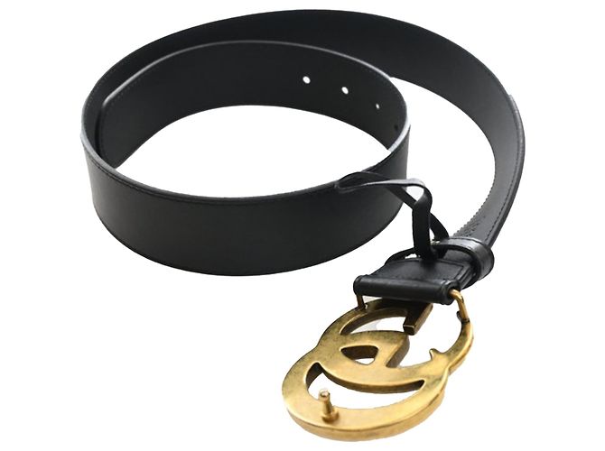 Breiter Gucci Black GG Marmont Kalbsleder Gürtel Schwarz - Ansicht 4