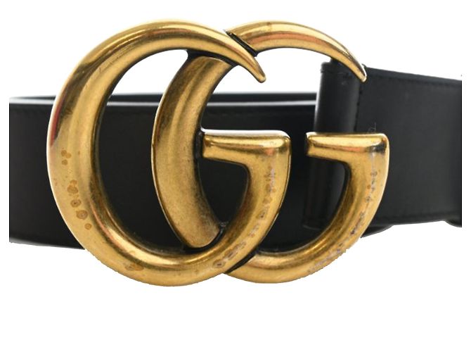 Breiter Gucci Black GG Marmont Kalbsleder Gürtel Schwarz - Ansicht 5