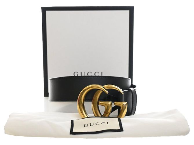 Breiter Gucci Black GG Marmont Kalbsleder Gürtel Schwarz - Ansicht 7