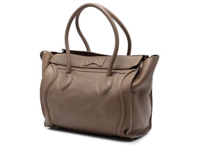 Luggage Céline Tote in pelle marrone Celine Taupe - vista 2