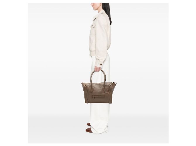 Luggage Céline Tote in pelle marrone Celine Taupe - vista 6