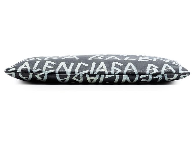 Clutch Balenciaga in pelle nera con graffiti Nero - vista 3