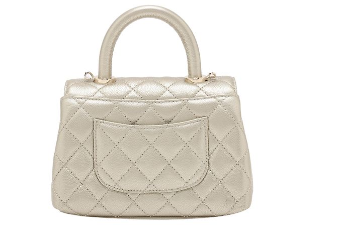 Coco Handle Borsa Chanel Gold Mini Quilted Caviar Coco Top Handle D'oro - vista 2