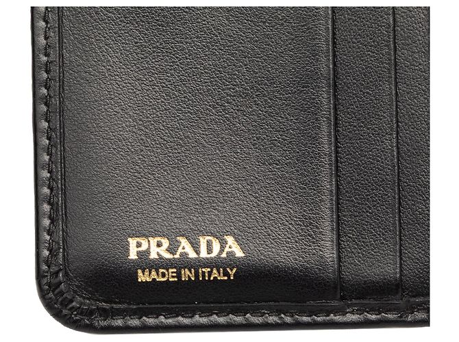 Carteira bifold Prada preta em couro de vitelo macio acolchoado com triângulo Preto - vista 5