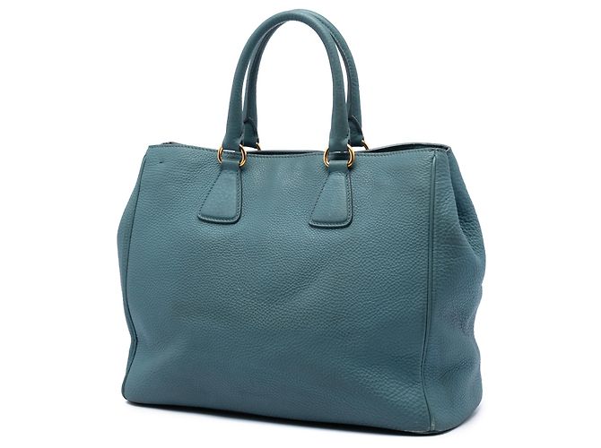 Prada Blue Vitello Daino Open Convertible Tote Blau - Ansicht 2