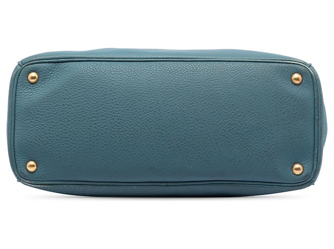 Prada Blue Vitello Daino Open Convertible Tote Blau - Ansicht 3