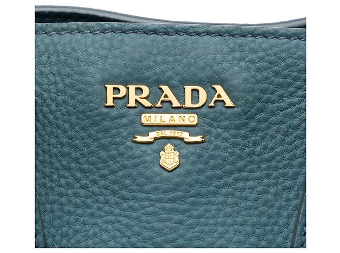 Prada Blue Vitello Daino Open Convertible Tote Blau - Ansicht 5