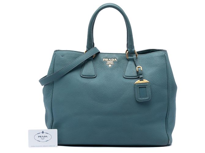Prada Blue Vitello Daino Open Convertible Tote Blau - Ansicht 7