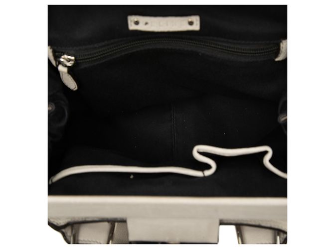 Céline Borsa Doctor Soft Frame in pelle di vitello granulata grigia Celine Marrone Grigio - vista 4