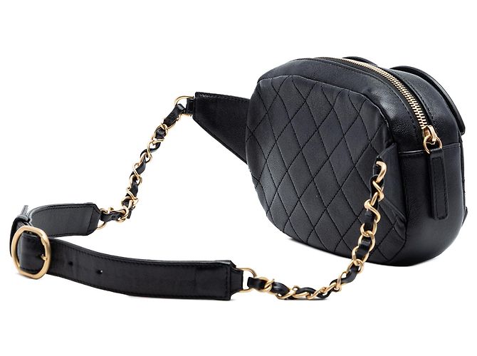 Camera Borsa a tracolla Chanel Black CC in agnello trapuntato Coco Midnight Nero - vista 2