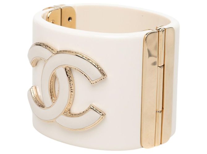 Bracciale a Rigido in Resina White CC Chanel Bianco - vista 2