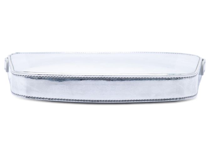 Céline Borsa a tracolla Celine Croque in pelle metallizzata argento Medium - vista 3