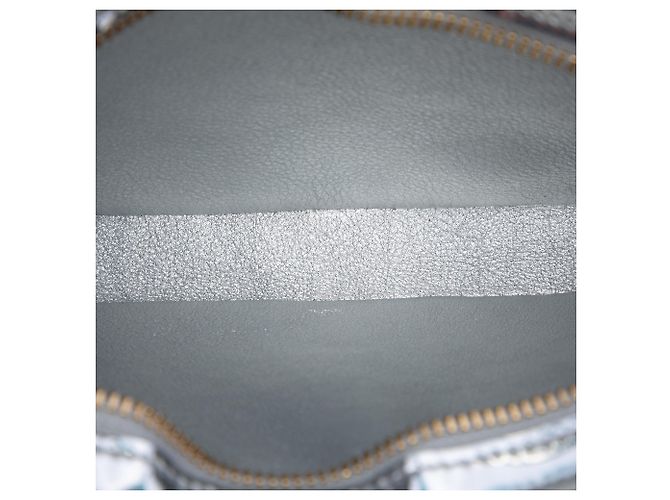 Céline Borsa a tracolla Celine Croque in pelle metallizzata argento Medium - vista 4