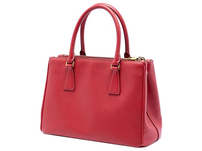 Borsa Satchel Prada Red Medium Saffiano Galleria Double Zip Rosso - vista 2