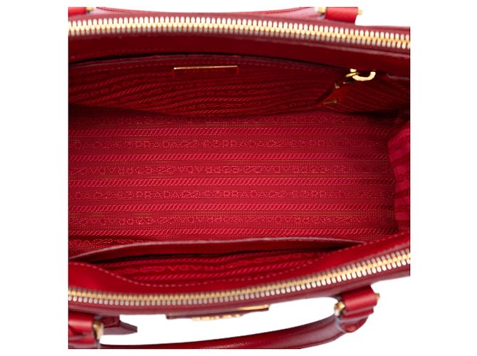 Borsa Satchel Prada Red Medium Saffiano Galleria Double Zip Rosso - vista 4