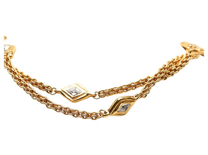 Collana lunga a catena station Chanel Gold placcata oro e strass di diamante D'oro - vista 2