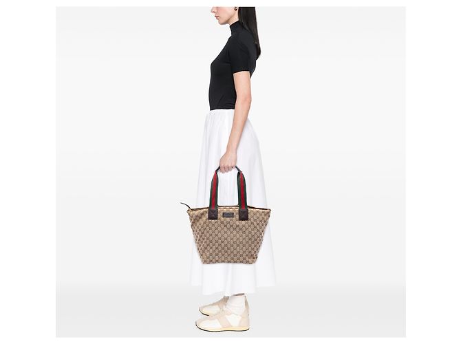 Gucci Beige GG Canvas Web Tote - Ansicht 5